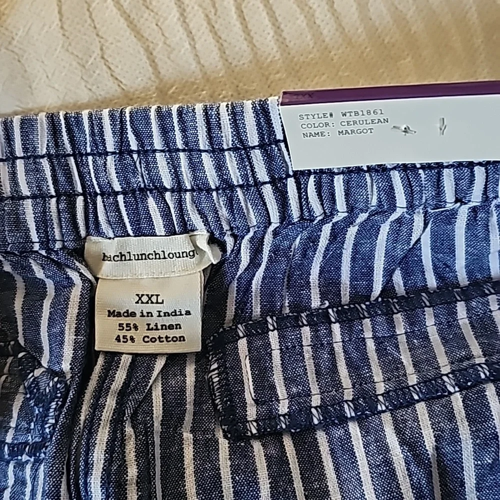 BeachLunchLounge Cropped Linen Striped Pants Size XXL - Picture 15 of 15